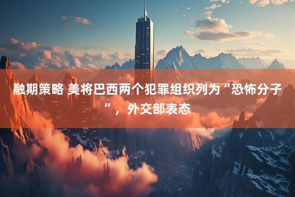 融期策略 美将巴西两个犯罪组织列为“恐怖分子”，外交部表态
